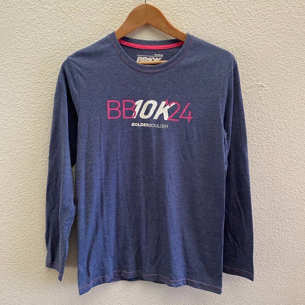 Bolder Boulder 10K 2024 BB10K Long Sleeve T-Shirt Women's Medium Blue Race Run